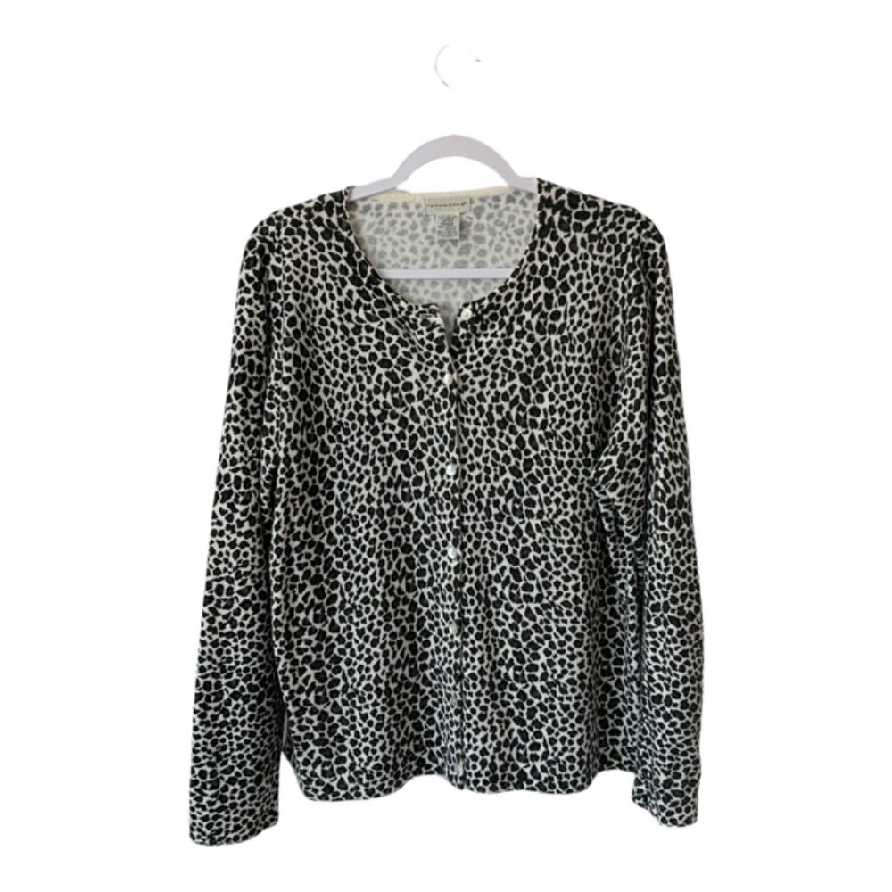 Leopard Print Long Sleeve Sweater Cardigan by Yarnworks